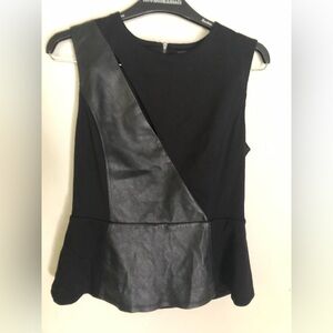 BCBGMaxAzria Black faux leather & fabric Top Size Small